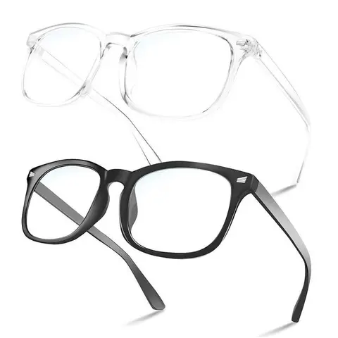 Unisex Fit Square Blue Light Stylish Eyeglass - High Quality Sturdy Lightweight Eyewear with Transparent Plastic Frame & Plastic Lens, for Computer, Gaming & Daily Wearing