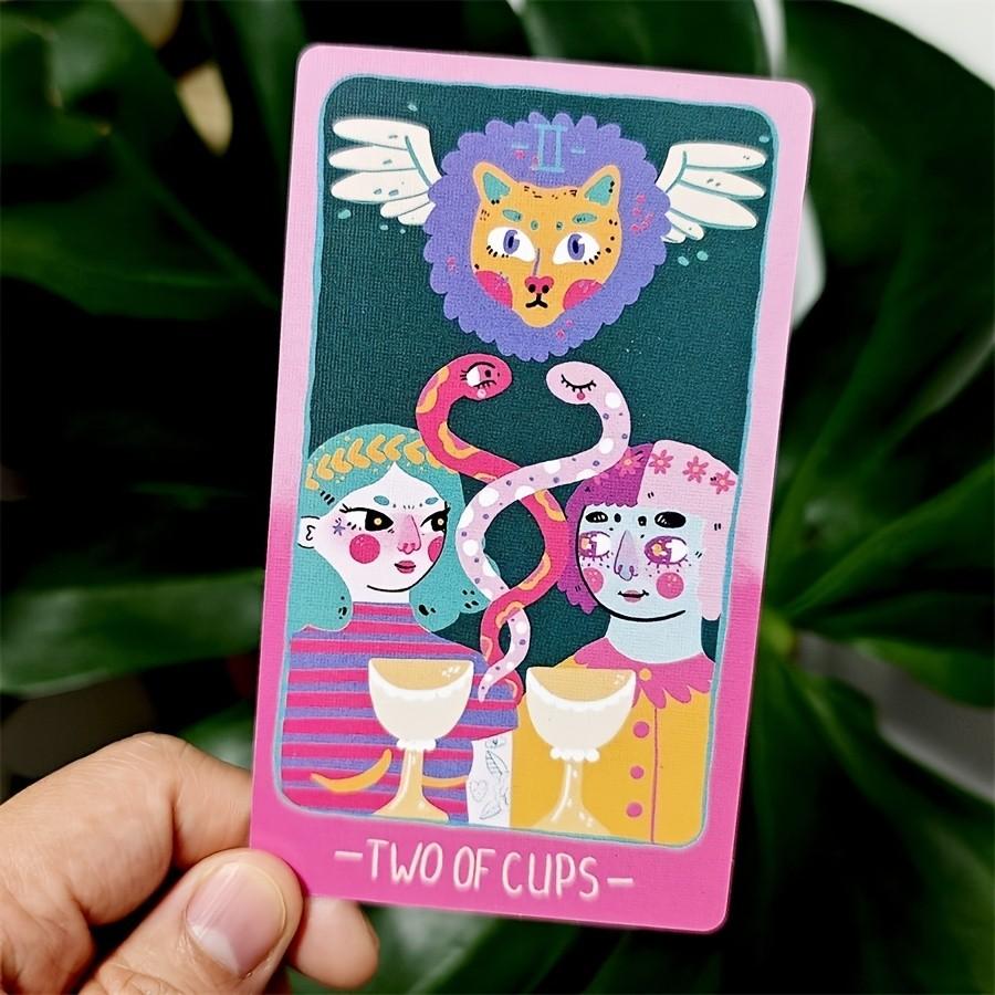 Pastel Soft Fantasy Prism Magic Tarot Deck, 78 Cards, and Sky Blue, Portable Fortune Telling Game, Ideal Gift for Holidays, Halloween, Thanksgiving, Beginner-Friendly
