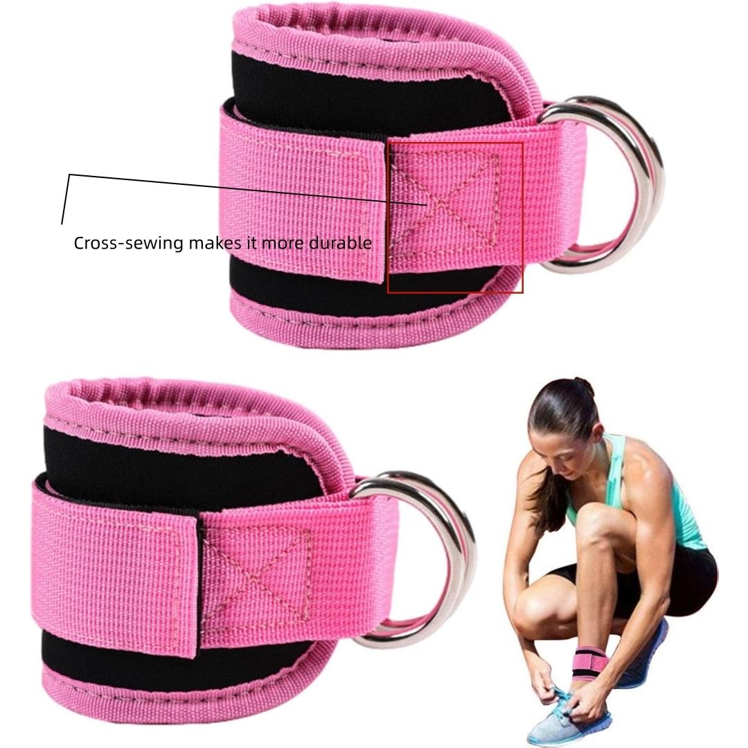 Ankle Straps Ankle Resistance Bands Wrist Cuffs Padded Straps Adjustable Fitness Glute Kickback D-Ring for Cable Machine Gym Foot Leg Training Brace Support 1 Pair