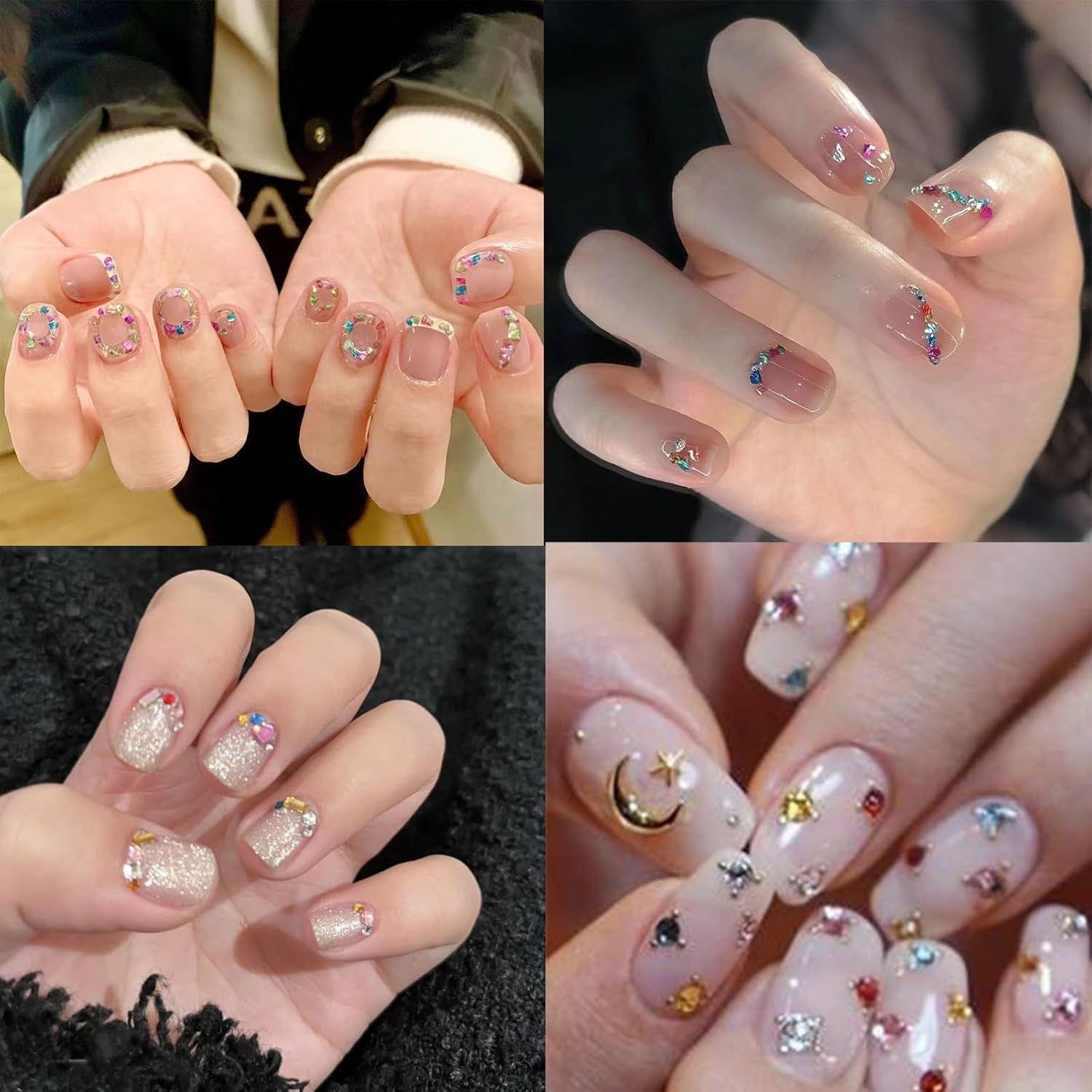 3000PCS Irregular Mini Flatback Rhinestones Nail Charms Multiple Styles Colorful Butterfly Moon Flowers Heart Resin Nail Gems DIY Sweet Wind Nails, Rhinestone Decorated Butterfly