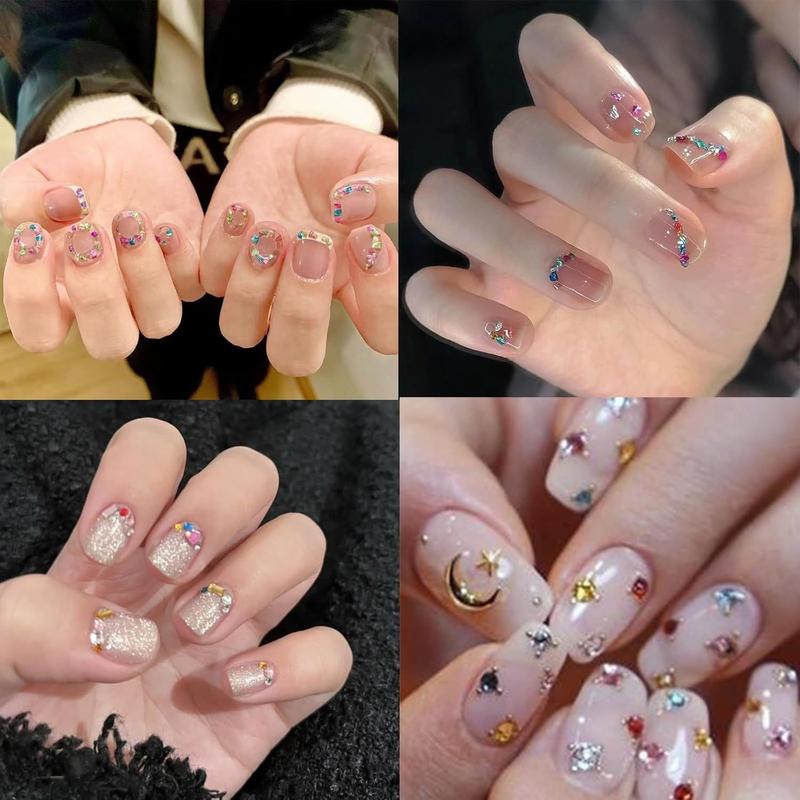 3000PCS Irregular Mini Flatback Rhinestones Nail Charms Multiple Styles Colorful Butterfly Moon Flowers Heart Resin Nail Gems DIY Sweet Wind Nails, Rhinestone Decorated Butterfly