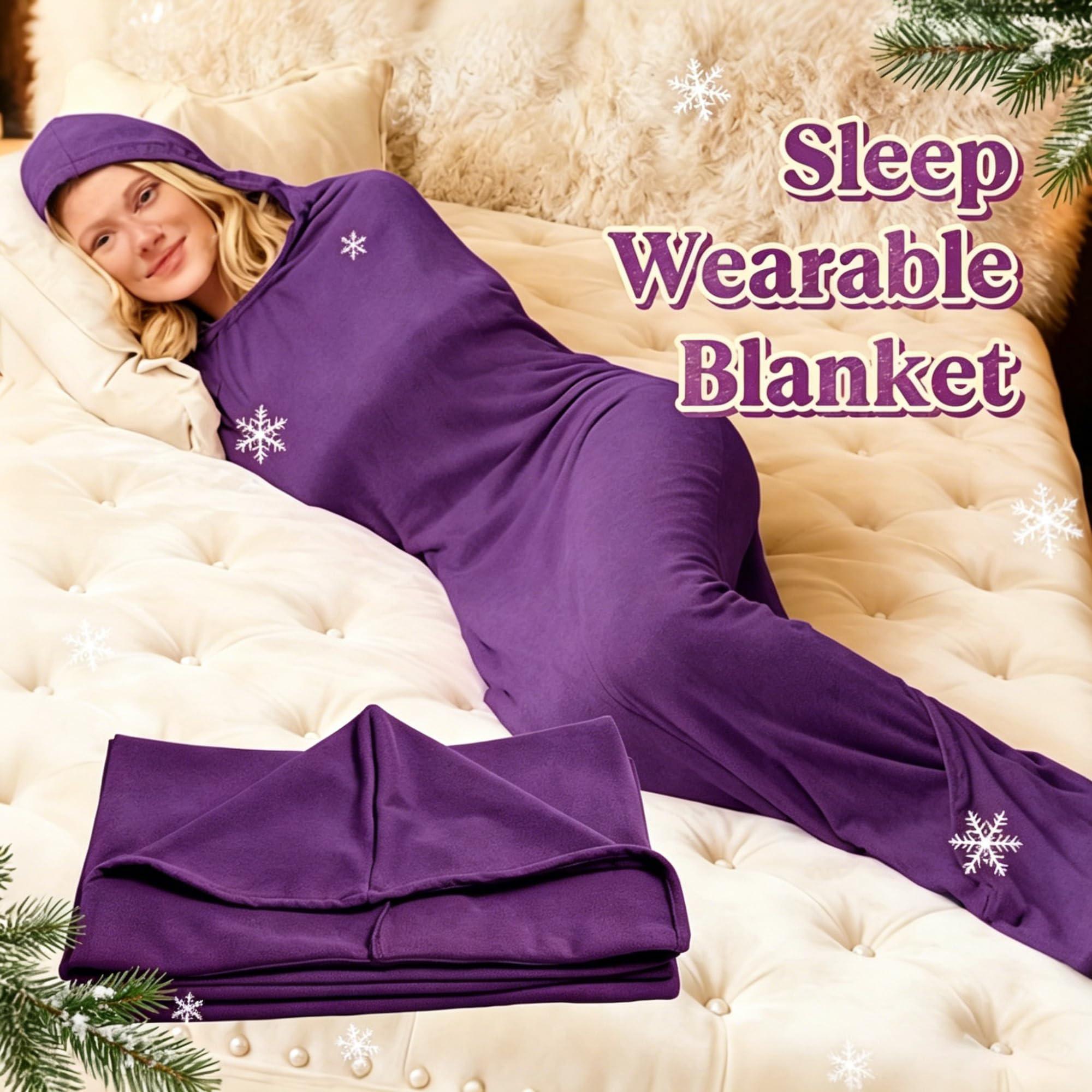 Sleeping Wearable Blanket, 360 Wrap Breathable Stretch Fabric Compression Sleep Sack, Hug Pressure Therapy for Adults