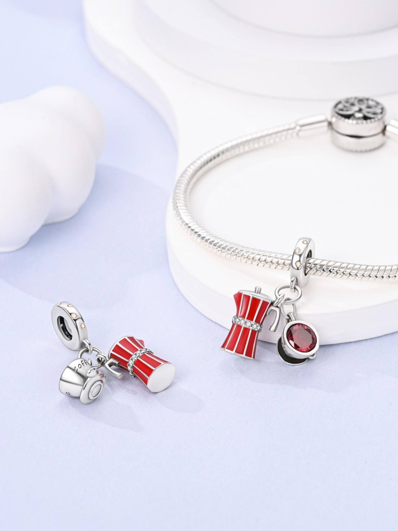 Retro Coffee Pot Shaped Pendant, Diy Pendants, Inlaid Copper Zirconia, Diy Jewelry Making Supplies, Beads Charms Accessories for Necklace and Bracelet, Fashion Accessories for Women & Girls for Holiday Engagement Gift