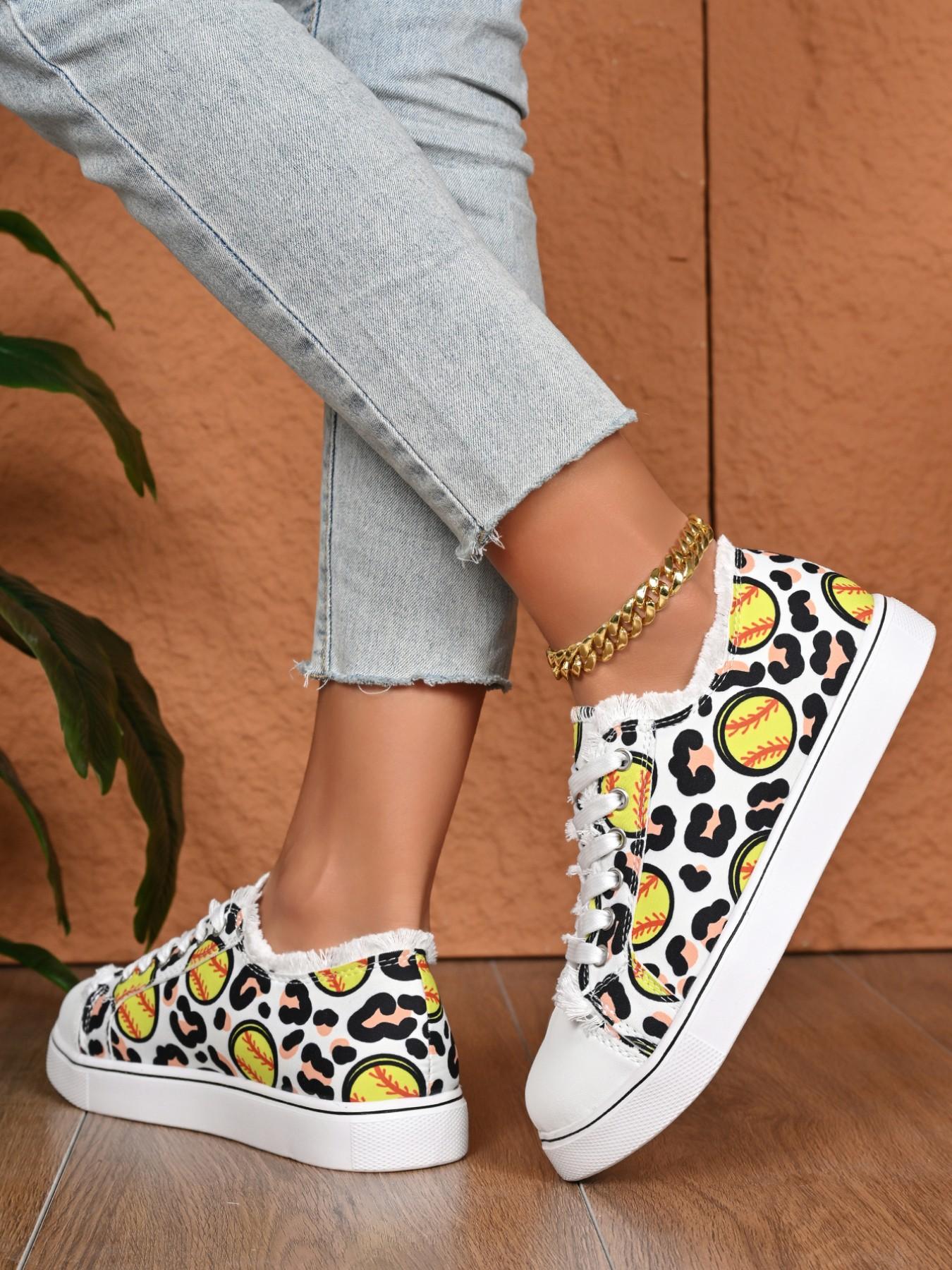 Women's Fashion Multi-Pattern Casual Shoes, Faux Fur Trim Canvas Sneakers, Breathable Outdoor Wear, Versatile Women's Footwear