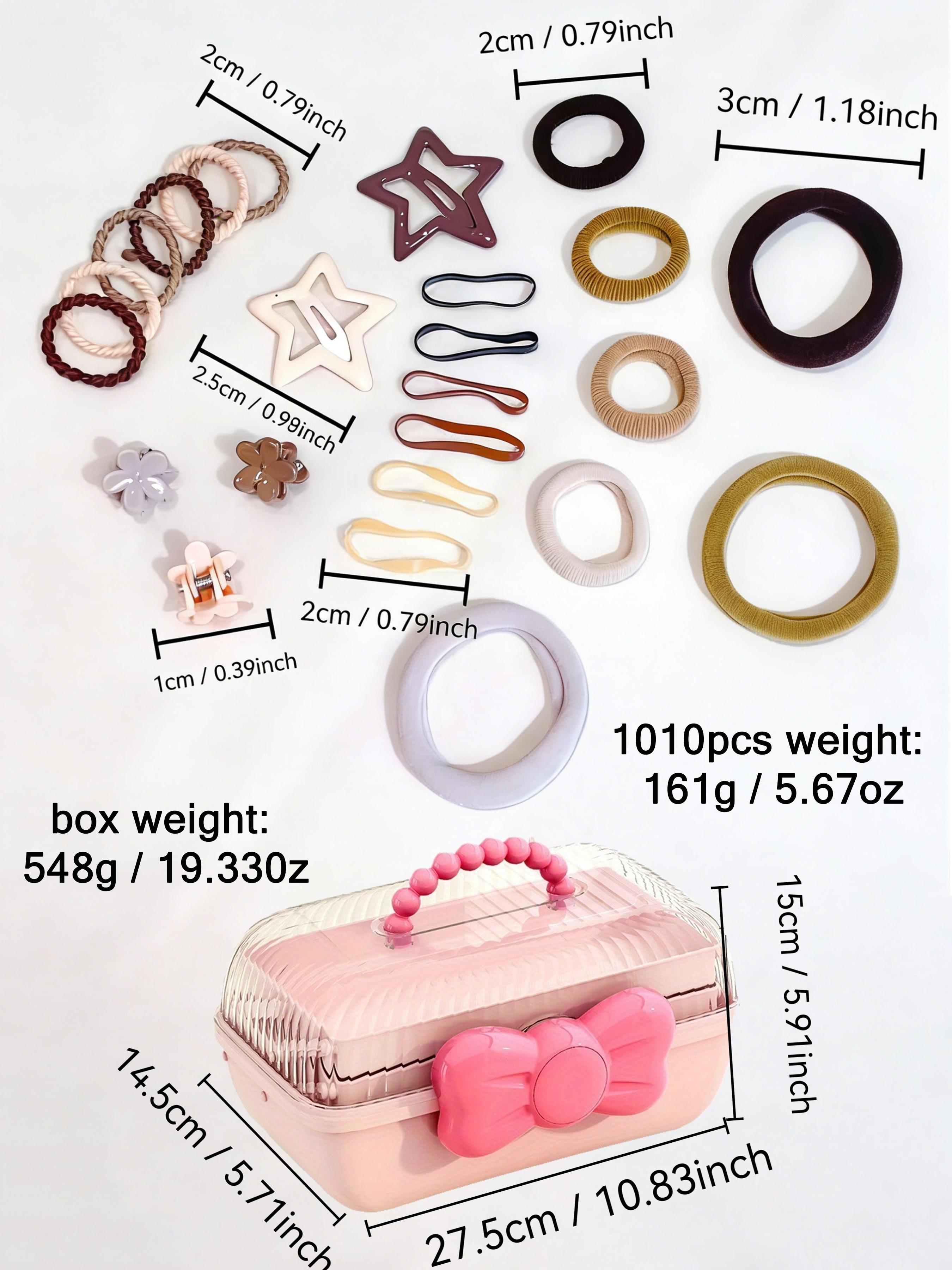 1011pcs Luxury Hair Accessory Gift Set, Includes Star Clips, Small Clamps, Elastic Bands, Portable Storage Box, Ideal for Girls, Gifts, Ladies