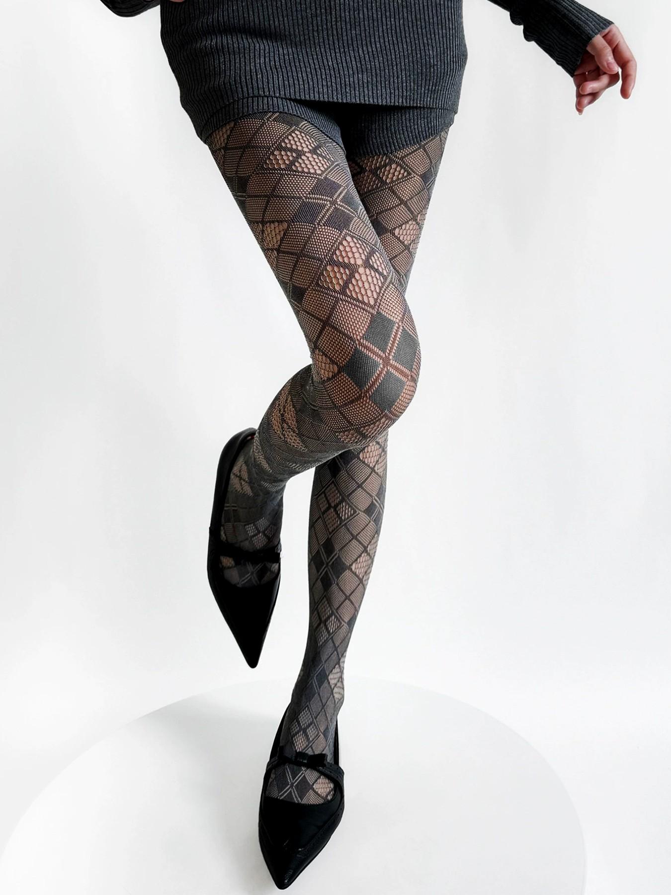 Y2K Sexy Grunge Layered Plaid Mesh Socks, High Elasticity Bottom Stockings, Vintage Embroidered Pantyhose, Boho Style