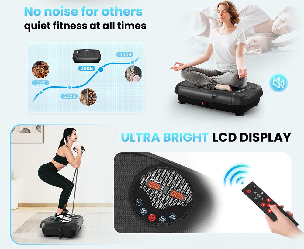 Vibration Plate, Fitness Platform Exercise Machine, Vibrating Lymphatic Drainage, Shaking Full Body Shaker Workout Vibrate Stand Shake Board Sport Gym for Women Men Walking Pad Treadmill Portable Pedal SpringStatements