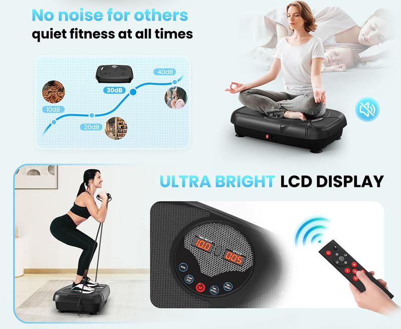 Vibration Plate, Fitness Platform Exercise Machine, Vibrating Lymphatic Drainage, Shaking Full Body Shaker Workout Vibrate Stand Shake Board Sport Gym for Women Men Walking Pad Treadmill Portable Pedal