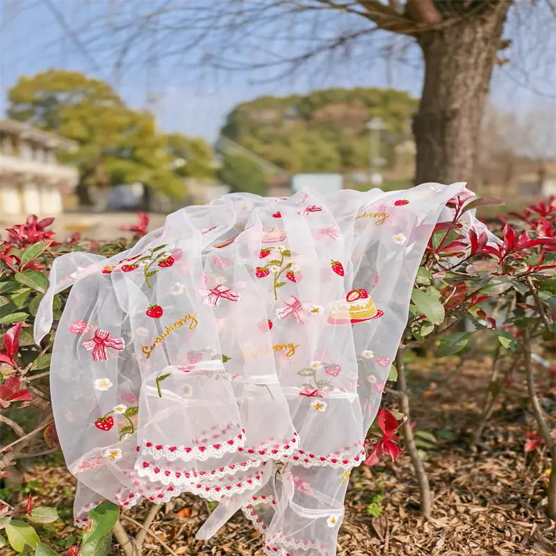 Colorful floral embroidered sheer tulle fabric, multicolor flower-leaf mesh cloth for wedding dresses, DIY sewing crafts, and party decorations