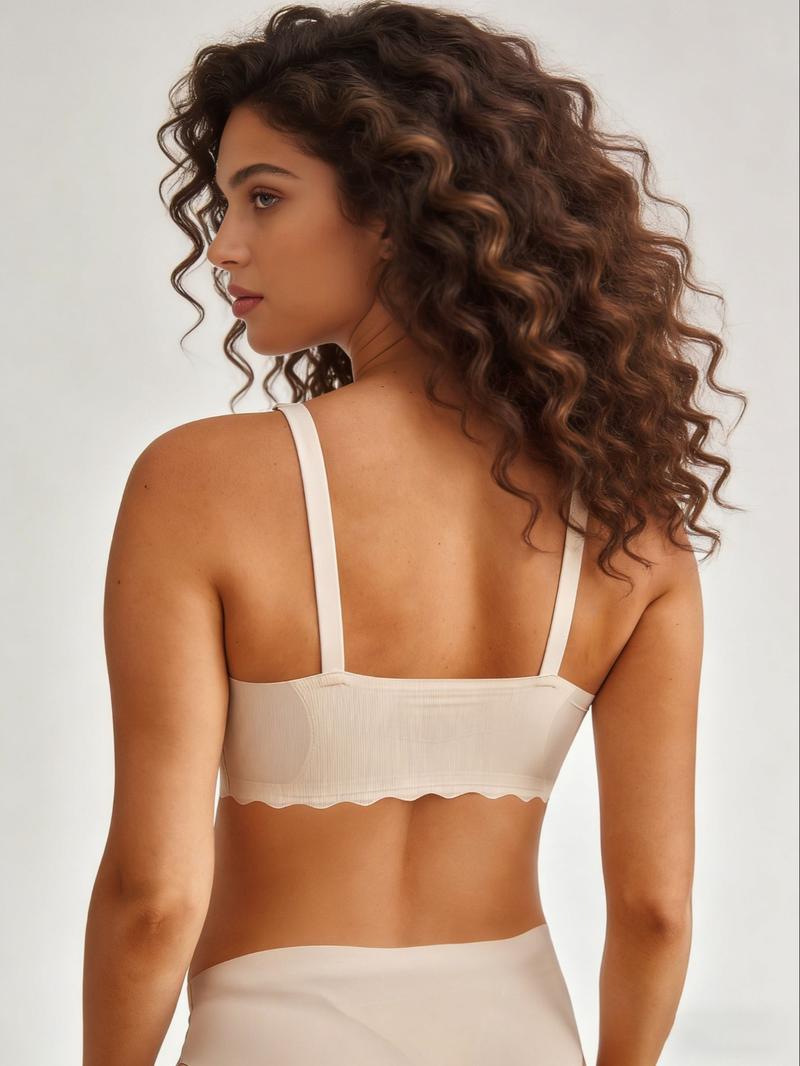 Women's Nursing Bra Pregnancy Maternity Bra Wave Edge Striped Fabric Vest Style Adjustable Shoulder Straps Removable Sponge Pads Suitable for Pregnancy & Breastfeeding