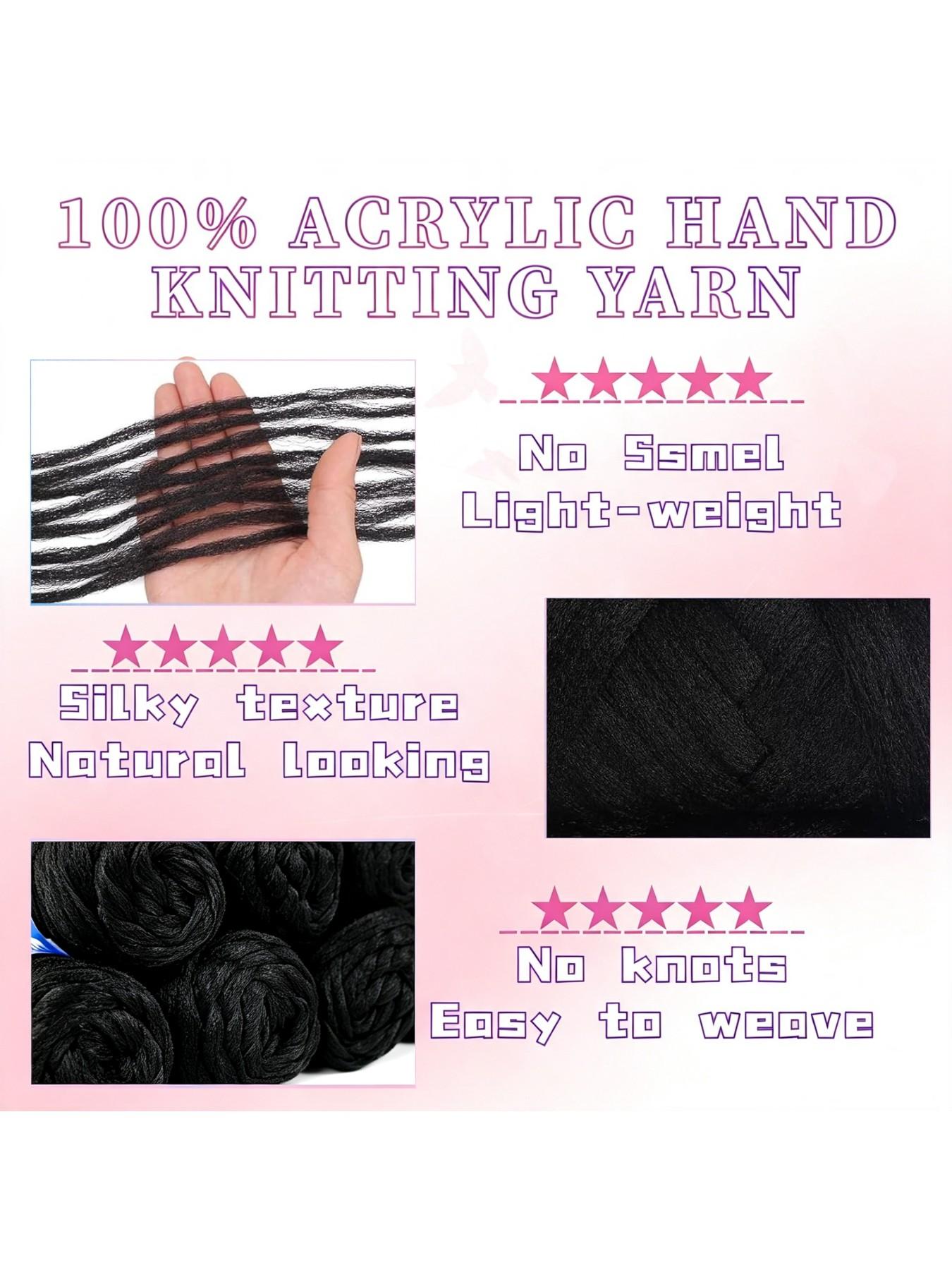 4Pcs/8Pcs Natural Black Brazilian Wool Hair for Braiding Hair Acrylic Yarn Crochet Box Braids Senegalese Twist Jumbo Braids Faux Locs Crochet Hair for Women Synthetic Braiding Hair Extensions  Wool Braiding Hair for Women Synthetic Extensions