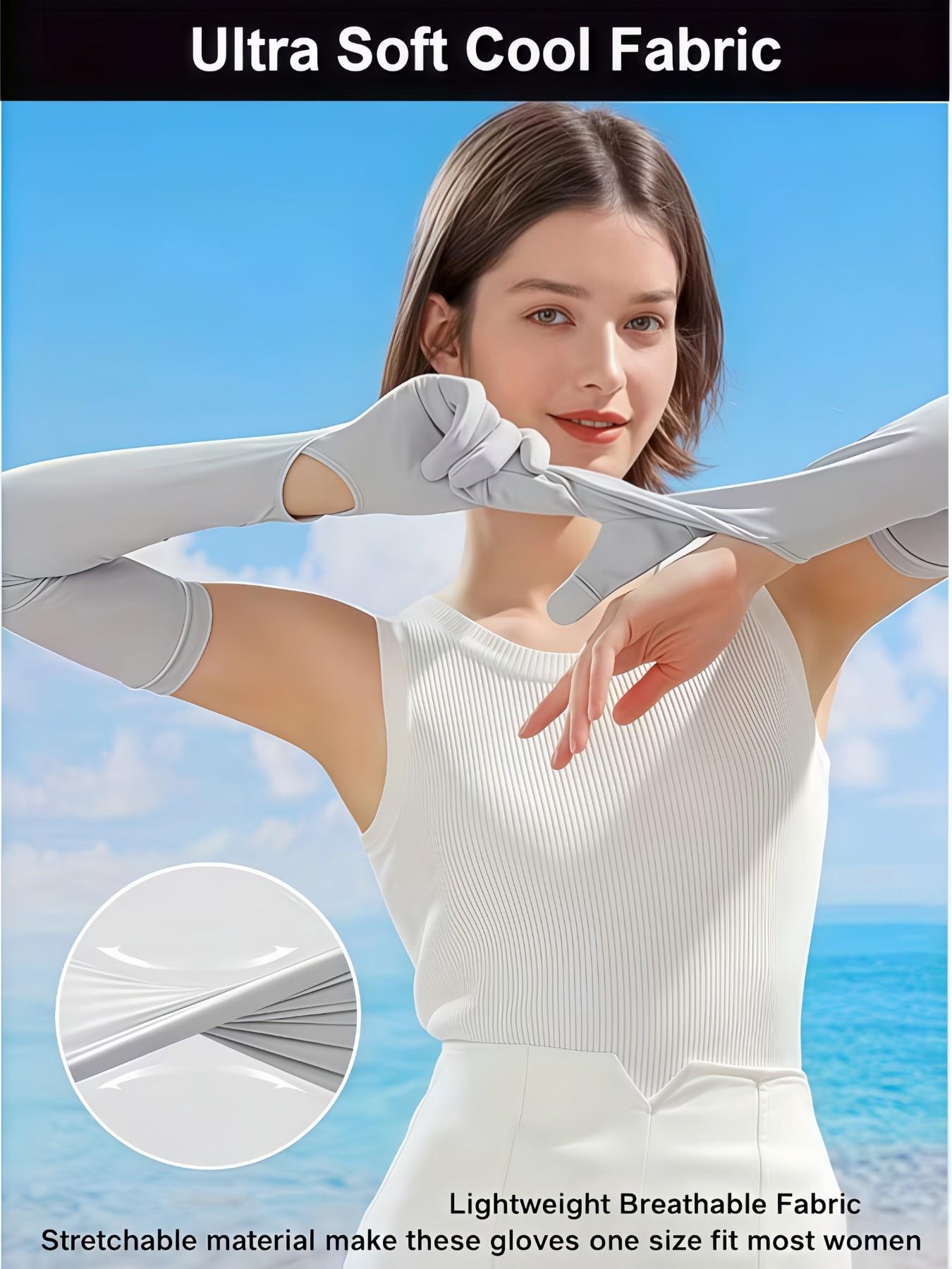 3 Pairs Women's Long UV Protection Gloves, Touchscreen Arm Sunblock Driving Gloves, Upf 50+, Ideal for Outdoor Sports and Cycling