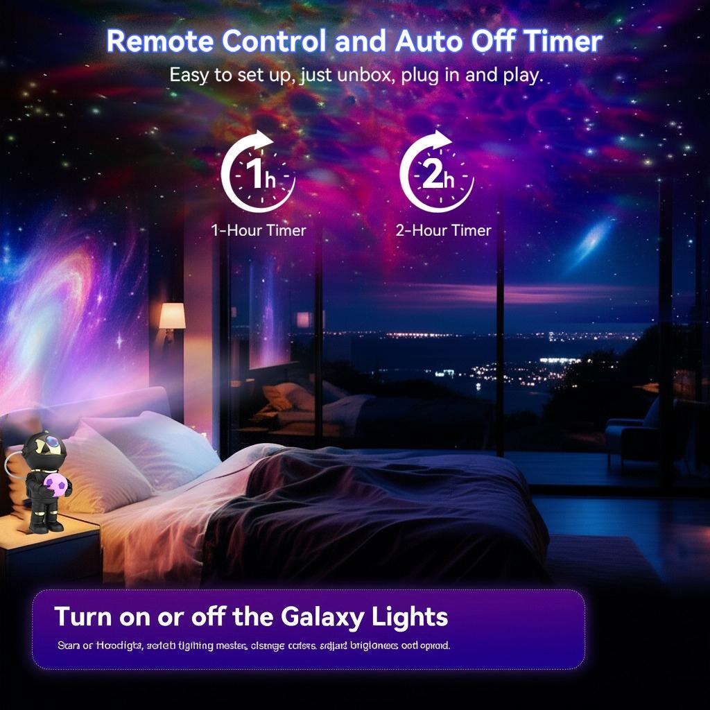 Astronaut Galaxy Projector Light, Night Light, Atmosphere Light, Starry Sky Ceiling LED Strip with Timer & Remote Control, Perfect Gift for Birthday Halloween Christmas