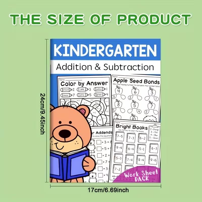 32 Page Interactive Math Learning Workbook, Addition and Subtraction Practice, Crossword Puzzle, Rich Math Activities, Learning Materials, Back-To-School Gift