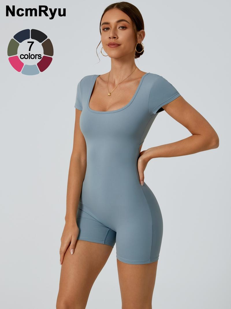 2024 Summer New Women's Slim Hip Lifting Sporty Jumpsuit Sexy Backless Short Sleeveless  Bodysuit Sportswear Jumpsuits