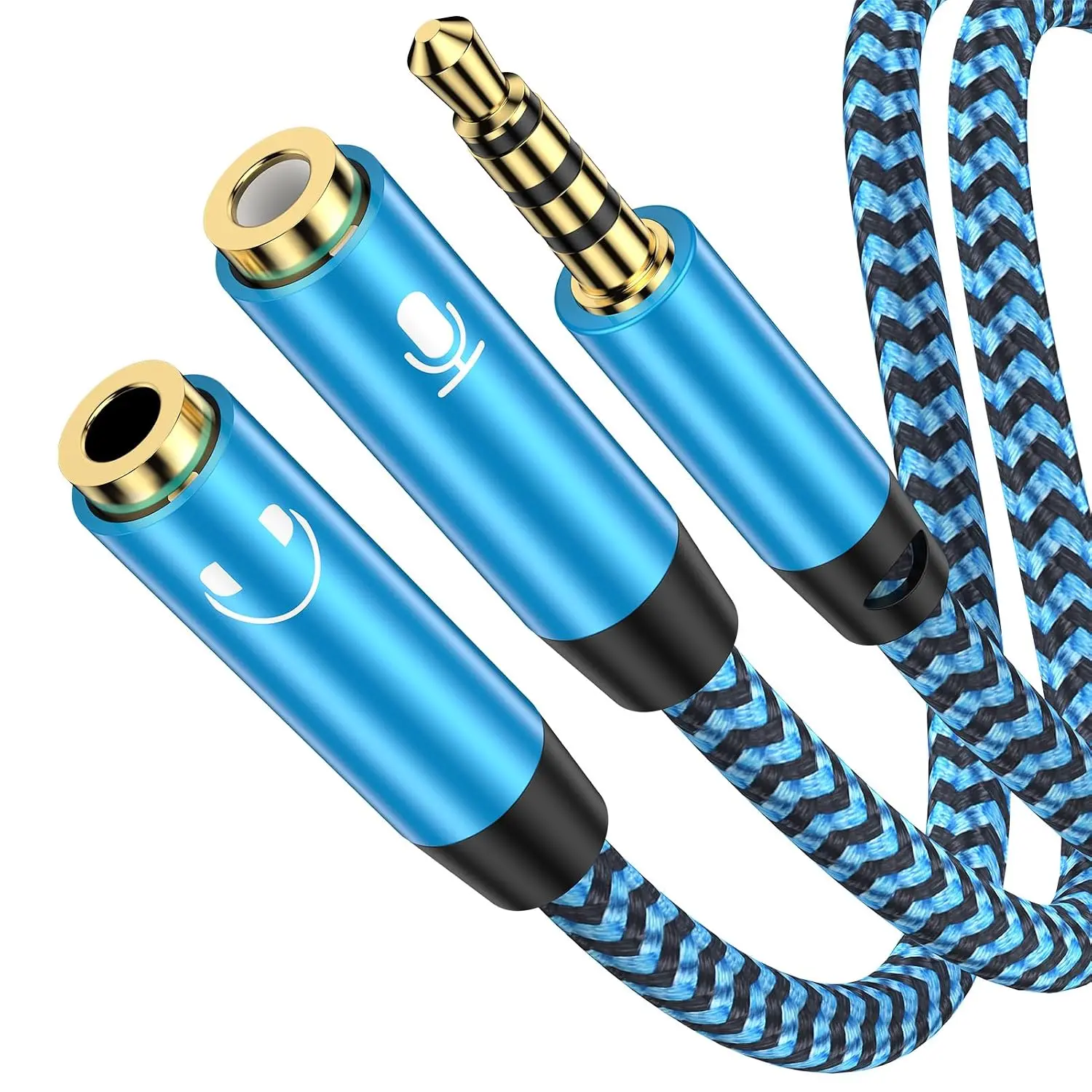Headphone Splitter Adapter 3.5mm 2Female to Male Headset&MicrophoneSplitter | Audio Stereo Jack Aux Cable Cord for Earphones Compatible PS4 PS5 Xbox Switch PC Gaming Headsets Phone Tablet and More