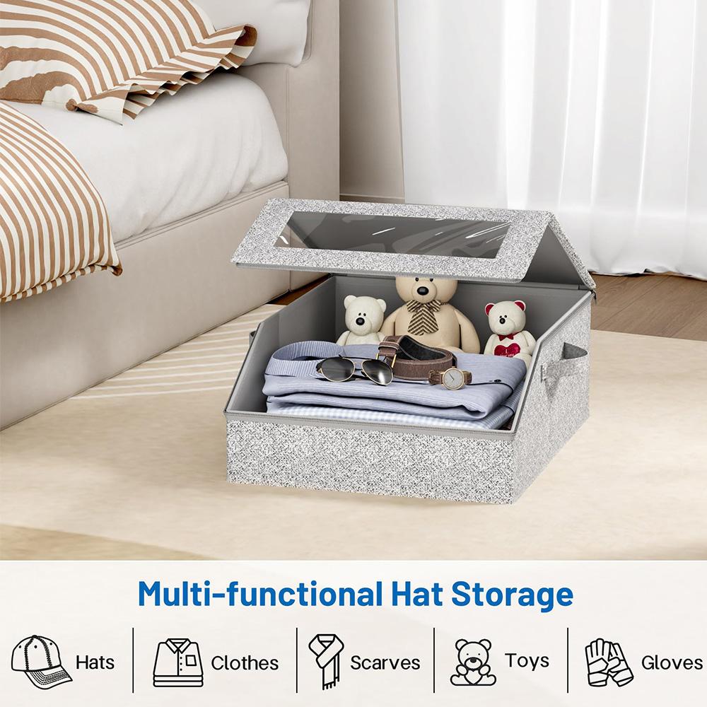 Multi-Purpose Hat Storage Box, Large Capacity Stackable Baseball Cap Organizer, Dustproof Fabric Zipper Case, Home Closet Classification