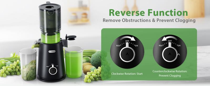 Cold Press Juicer, Whole Juicer, Juicer Machines with 4.35" Wide Mouth, Whole Fruit juicer, Juice Extractor for Vegetable and Fruit, High Juice Yield, Easy to Clean with Brush