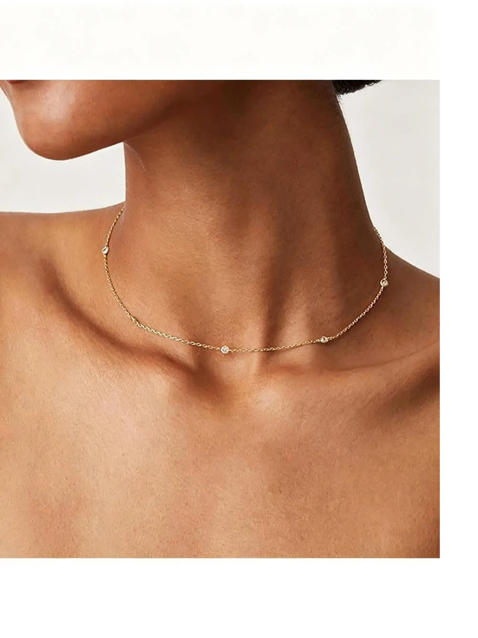 Minimalist Choker Necklace, Rhinestone Embedded, Waterproof and Hypoallergenic, Casual Style, Suitable for All Seasons