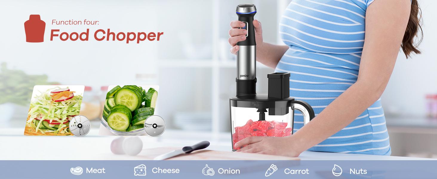【 Only $27.99!!!】Ganiza Electric Immersion Blender Handheld, Max 1000W, 16 Speed, Stainless Steel, 800ml Mixing Beaker, 600ml Chopper, Whisk and Milk Frother Household Appliances Multifunction Durable