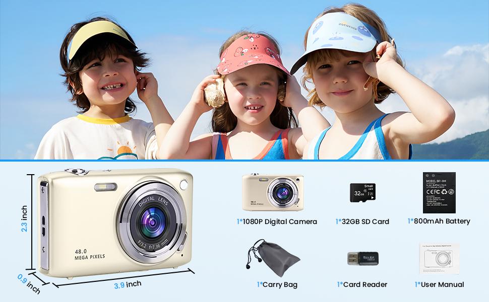 Digital Point and Shoot Camera,4K Compact Digital Camera with 2.88' IPS Screen 48MP for Photo and Video,Small Digital Camera Support 16X Zoom Macro Mode and Flash,1080P Camera with 32GB Card,Beginner Camera for Teens, Tech Gadgets Gift for Kid Student