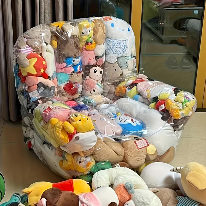 DIY Transparent Doll Sofa Cover, PVC Filled Animal Storage Display Rack, Cute Mini Furniture for Room Decor and Collection Storage