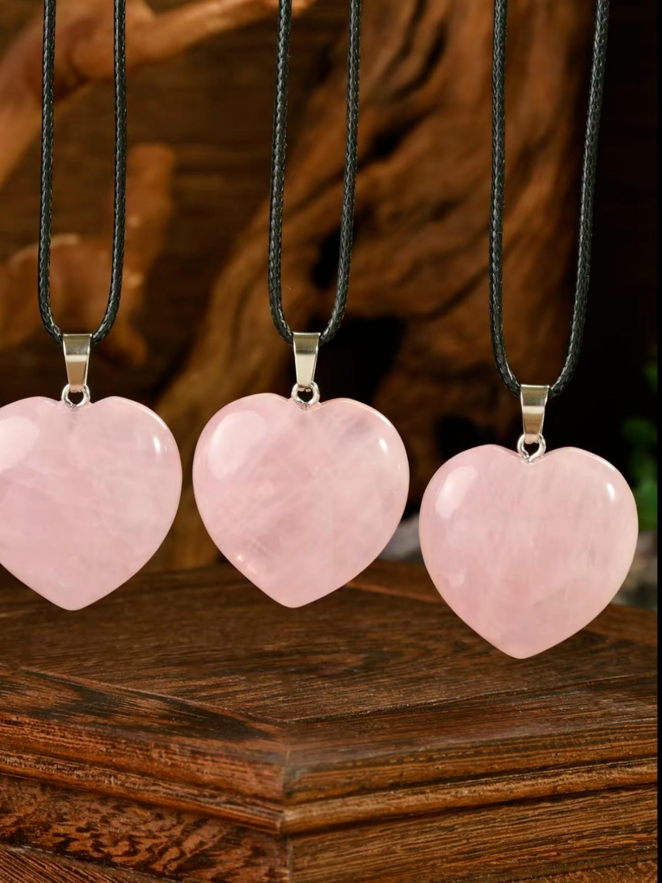 30mm Aaa Rose Quartz Love Necklace, Elegant Collar Style, Women's Design, Perfect Gift for Festivals, Natural Stone Color Randomly Selected