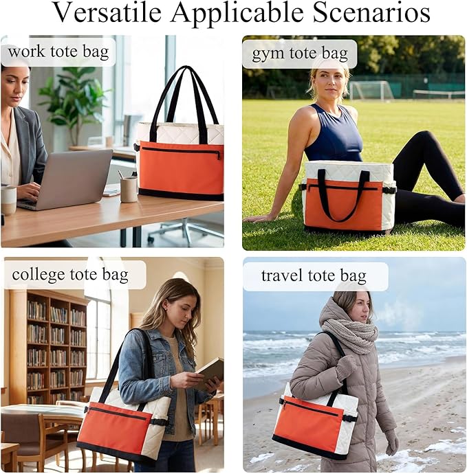 Puffer Tote Bag for Women, Lightweight Puffy Work Handbag, Quilted Purse, Teacher Nurse Quilted Shoulder Bag for School Travel Gym, Cloud Bag w/ Zipper, Daily College Bags, 15.6" Computer Bag, Clinical Nursing Bag, Ideal Gift for Women Puffer Tote Bag for Women, Lightweight Puffy Work Handbag, Quilted Purse, Teacher Nurse Quilted Shoulder Bag for School Travel Gym, Cloud Bag w/ Zipper, Daily College Bags, 15.6" Computer Bag, Clinical Nursing Bag, Ideal Gift for Women