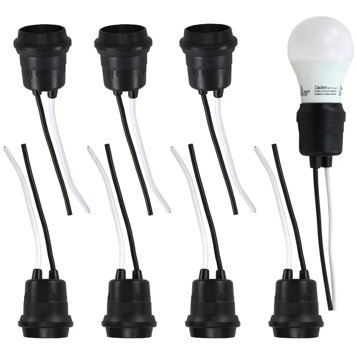 Weatherproof E26 Pigtail Lamp Sockets 8-Pack