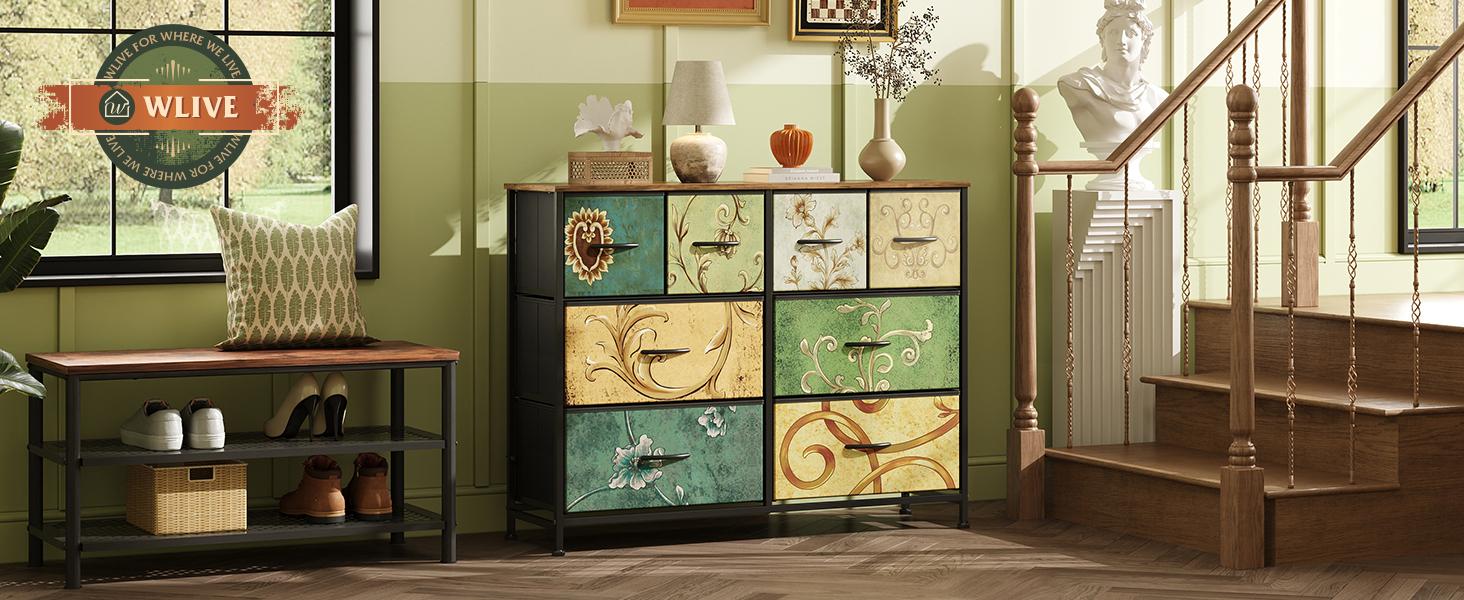 WLIVE Dresser with 8 Drawers, Wide Fabric Dresser for Storage and Organization, Bedroom Dressers, Chest of Drawers for Living Room, Closet, Hallway