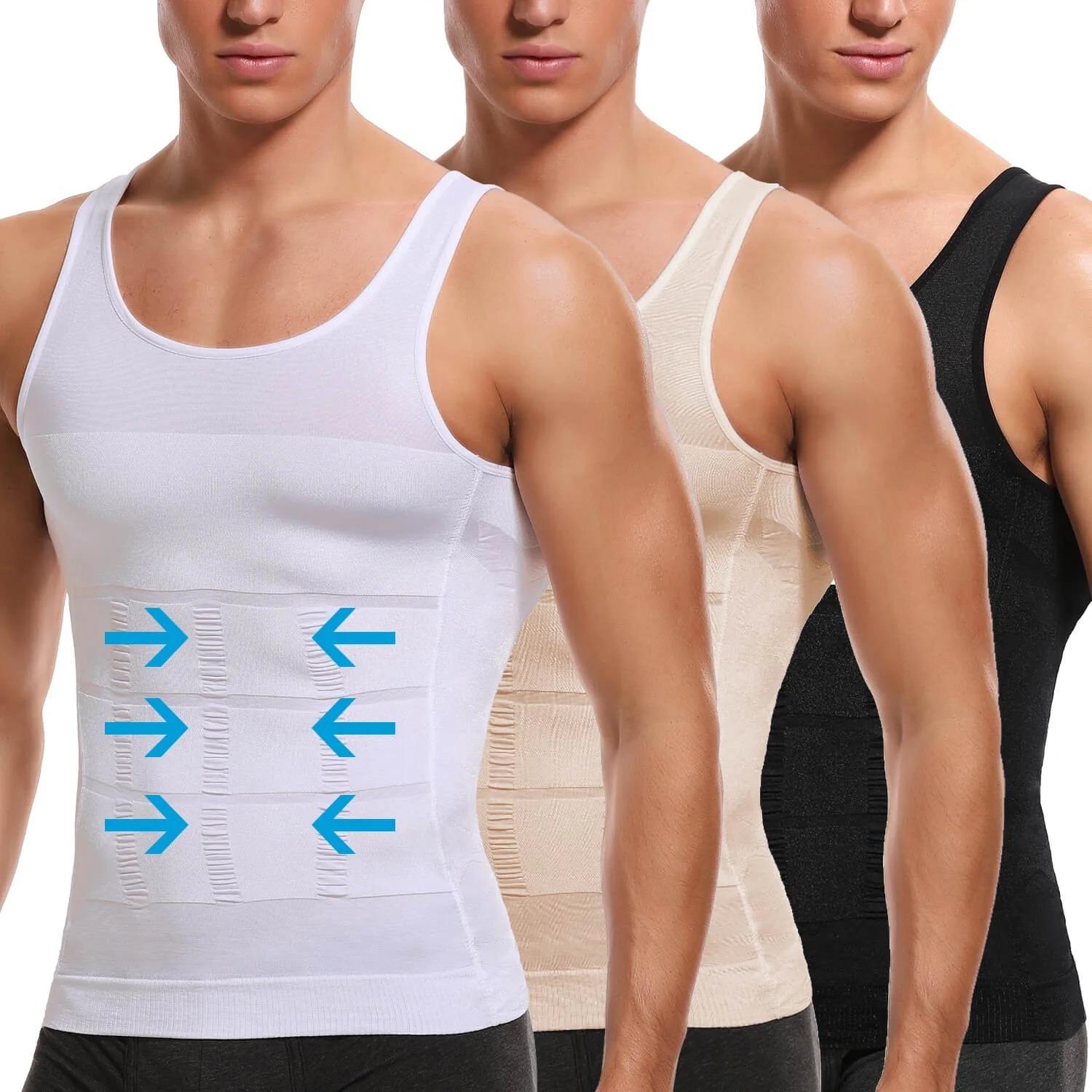 1/2/3/4 Packs Menswear Body Shaper Shapewear Sports Vest Men Compression Shirt Breathable Stretchy Gym Lightweight Tummy Control Tops Suits Soft Fabric Formal Bestie