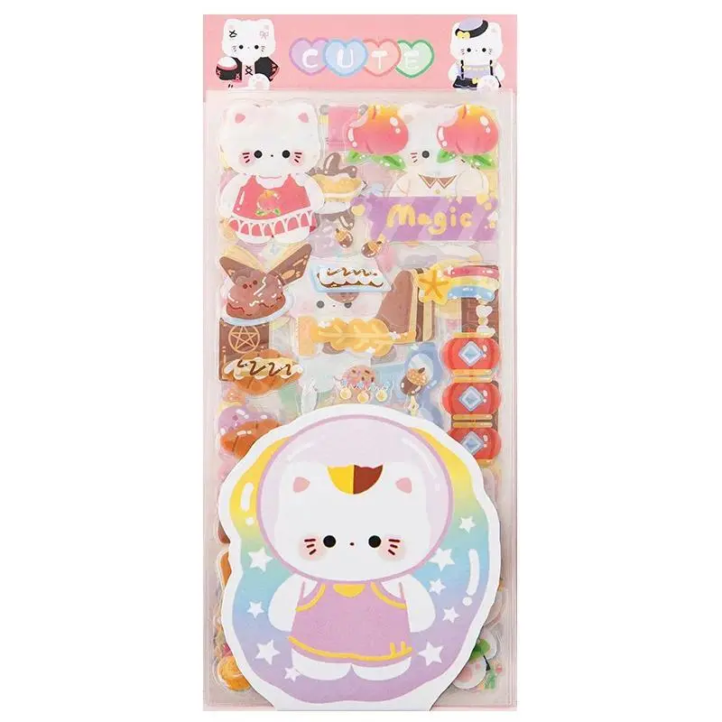 Cute Cartoon Ins Style PET Stickers Waterproof Transparent Scrapbooking Decals for Journaling Aesthetic Student Planner Supplies