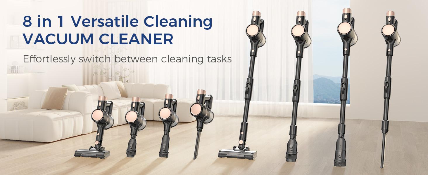 Kissair 2.7lb Lightweight Cordless Handheld Vacuum Cleaner – 90° Bendable Long Tube, 180° Rotatable Brush Head, 2-Speed Suction (15Kpa/29Kpa Max), 2200mAh Battery, 40Min Runtime, 8-in-1 Multi-Function for Pet Hair&Mite Removal, Suitable for Home&Car Use