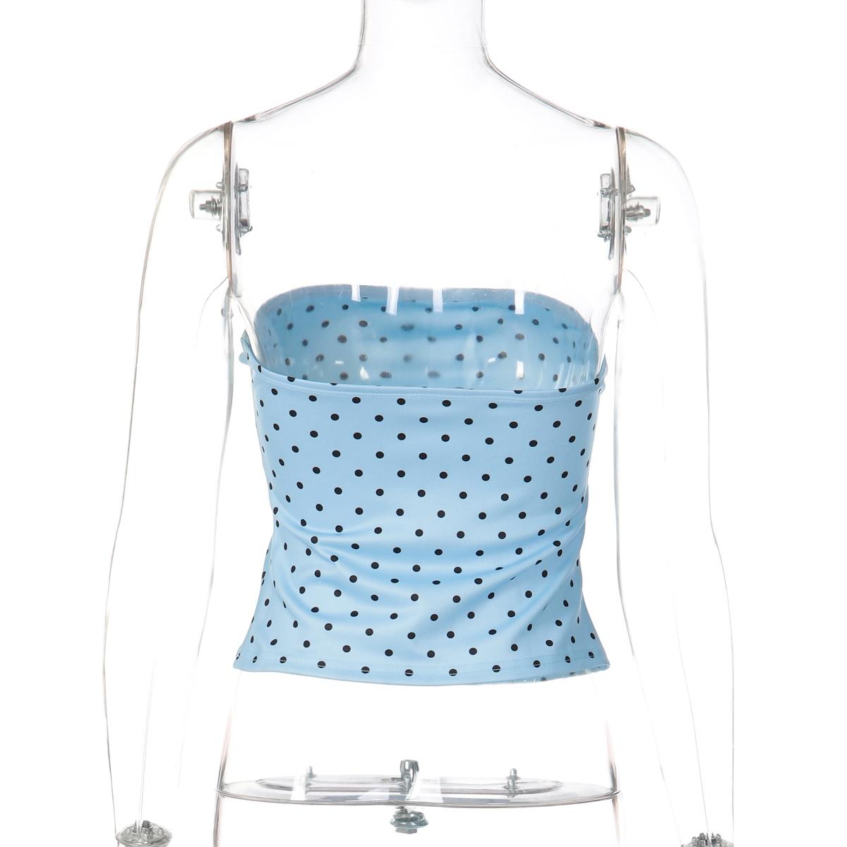 Women Summer Sleeveless Strapless Party Club Beach Vacation Polka Dot Tube Tops