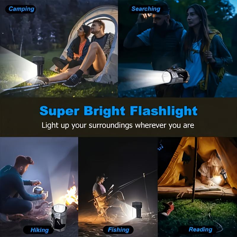 Rechargeable Spotlight Flashlight, Ultra-Bright LED Handheld Spotlight, USB-Charging Portable Lantern with Side Lighting, Strong Light Flashlight, Ideal for Emergencies, Hiking, and Camping