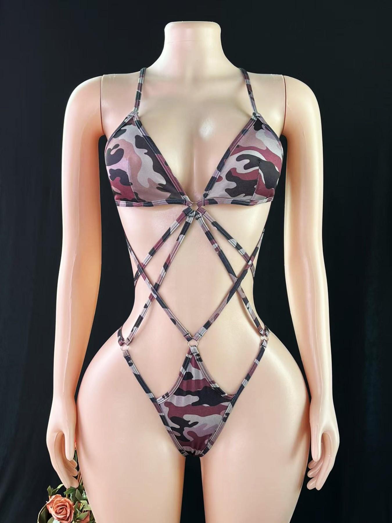 Women's Sexy Comfortable Mesh Camo Underwear Cross Back, Breathable Lingerie, Elegant Temptation, Skin-Friendly Soft, All Seasons Sleeveless Fit, Valentine's Gift