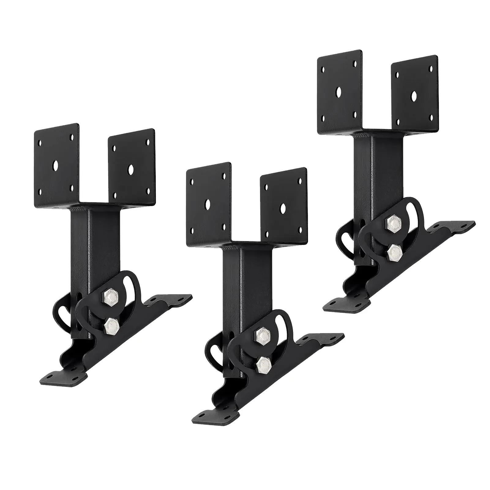 3pcs Heavy Duty Alloy Steel Roof Riser Bracket for 4x4/4x6 Posts, Black Durable Powder Coating, Rotating Support Rod, Flange Hexagonal Screws, Easy Installation, Roofing Stability Hardware for DIY Builders #roofbracket #carpentry