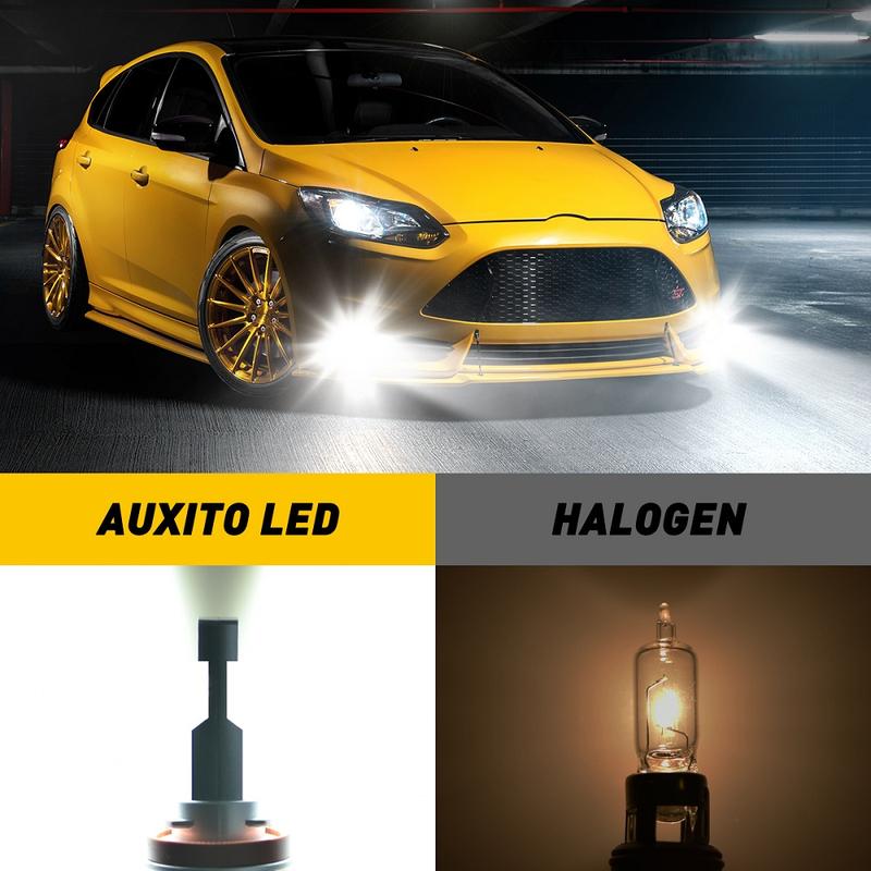 AUXITO H11/H9/H8 LED Fog Light Bulb Fanless, 40W 6000LM High Brightness, 6500K Cool White, CSP LED Chips, H16 H11 H8 Fog Bulbs DRL Replacement, Pack of 2