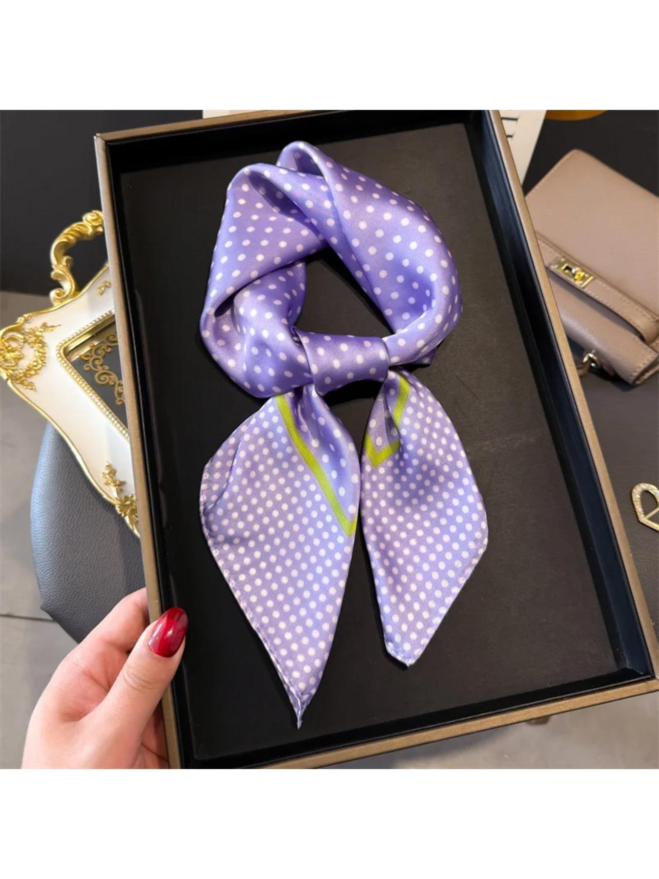 Retro polka dot small square scarf for women, lightweight sunshade neck scarf for daily wear, multifunctional decorative shawl