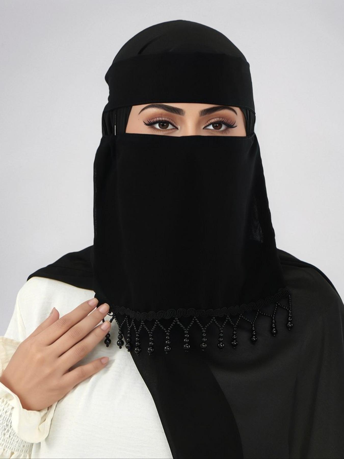 Women's Fashion Plain Color Breathable Face Mask, Sun Protection Muslim Headscarf, Convenient Hijab for Daily Outings, Turban Style