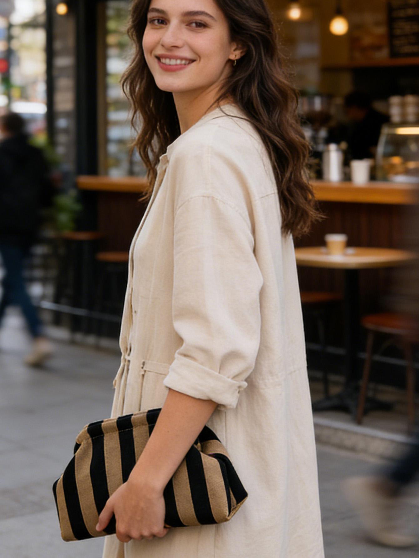 Women's Striped/rhombus/leaf/dot Cloud Handbag, Clip Closure Crossbody Bag, Lightweight Foldable for Daily Use, Gifts for Friends and Valentine's Day