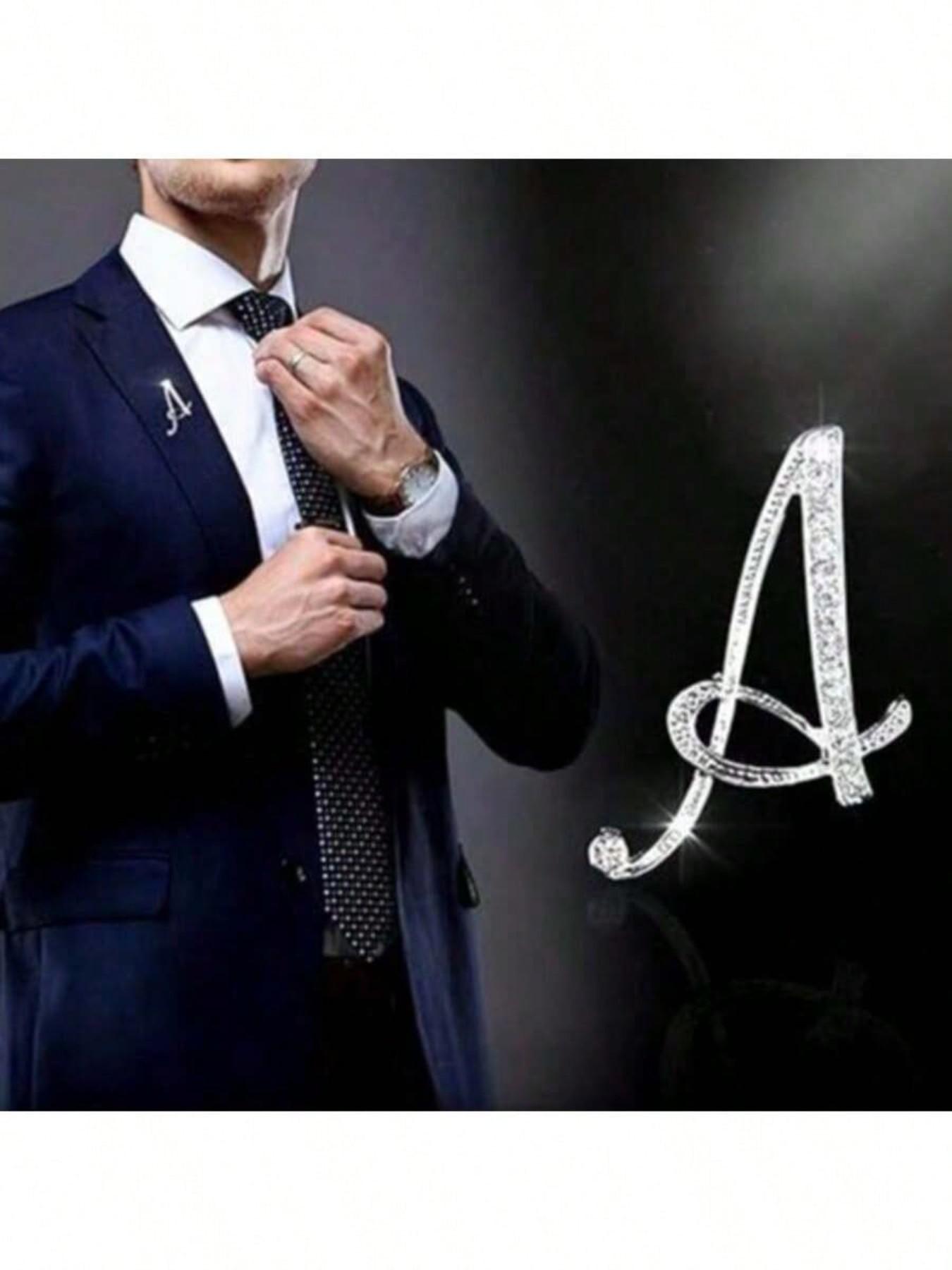 Letter Brooch, Elegant Brooch, Rhinestone Pin, Alloy Material, Sparkling Gemstones, Ideal for Suits, Shirts, Jackets, Dresses, Backpacks, Office Accessories, Teacher's Day Gift