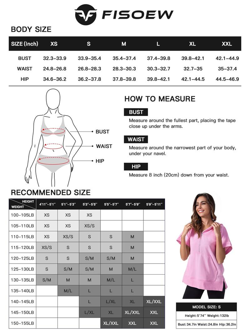 FISOEW Womens Oversized Half Short Sleeve Casual Sweatshirts Pullover Tops with Pockets denimtearhoodie pink palm zip hoodie graphic Outfit Jeans ziphoodies pink palm zip hoodie Piece Leggings FallFreshness