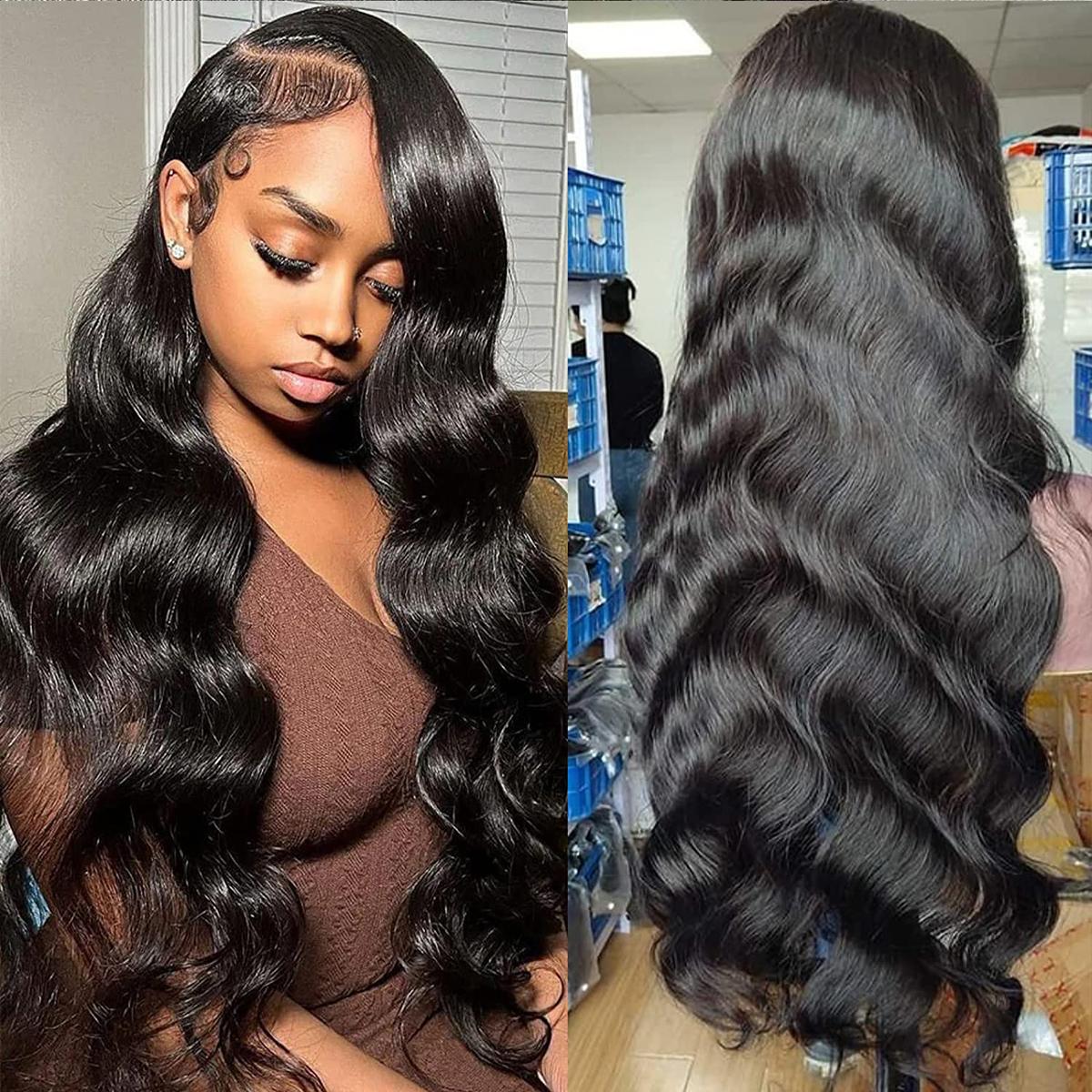 13x6 Body Wave Lace Front Wigs Human Hair Pre Plucked Natural Hair Line Bleached Knots 13x4 HD Transparent Lace Frontal Wig 180% Density