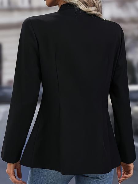 Women's Long Sleeve Woven Jacket, Office & Commute Casual Wear, Fall Winter, Slim-Fit Design, Double Button Detailing