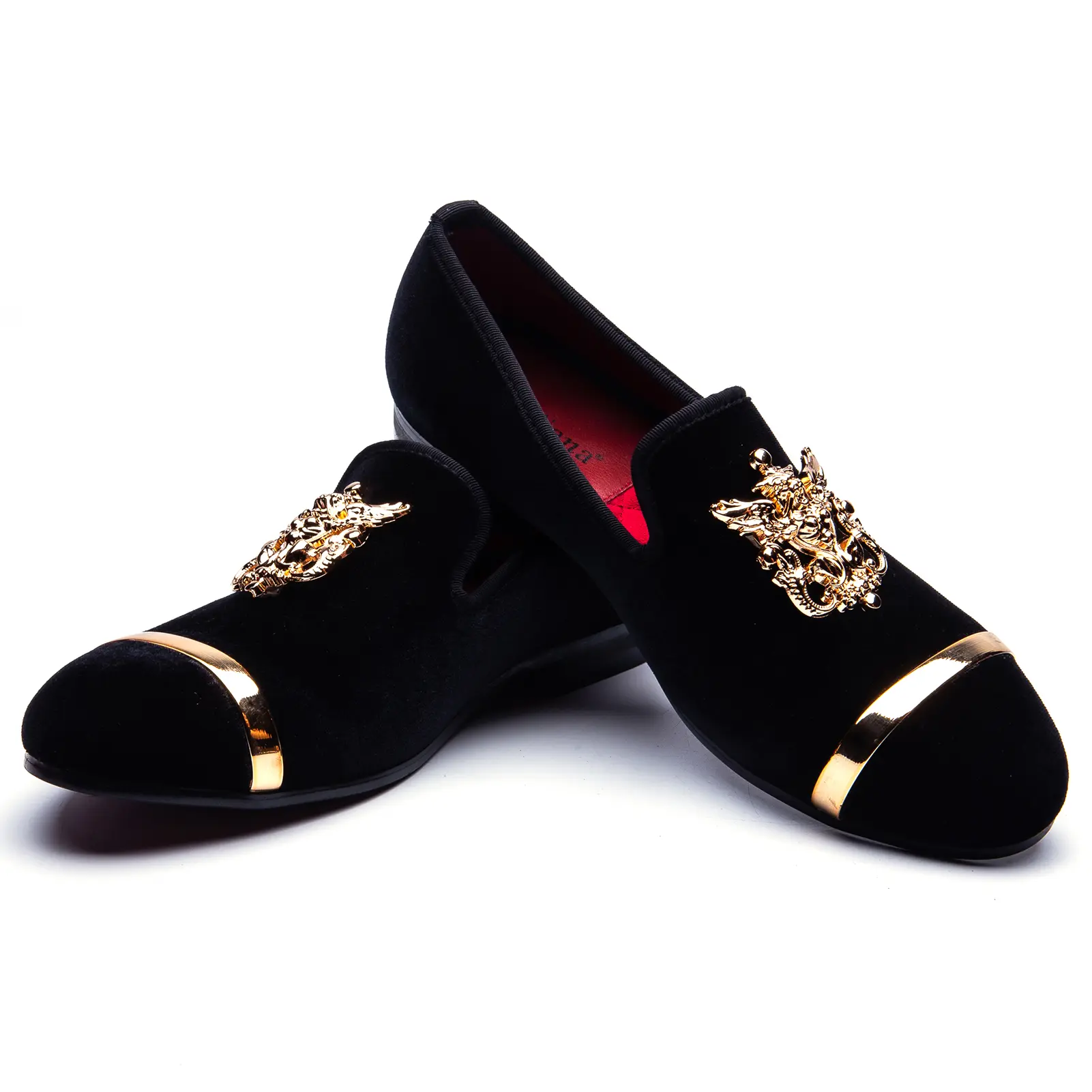 Men Genuine Leather Mens Metallic Textured Slip-on Glitter Loafers Shoes, Black/02, 9.5 US