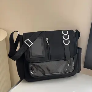 Y2K Japanese Harajuku School Bags for Girls New Transparent Itabag Shoulder Crossbody Bag DIY Badges Display Plate Ita Bag