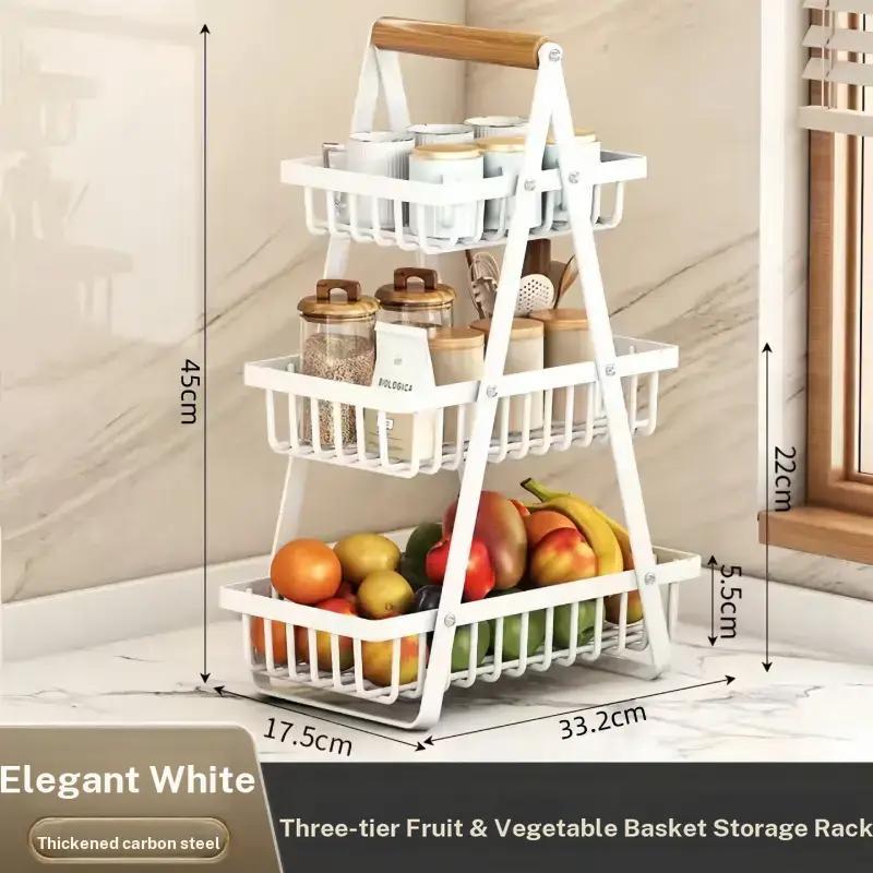 Kitchen Vegetable Storage Rack, Countertop Fruit and Vegetable Basket, Multi-Layer Vegetable Basket, Living Room Fruit Storage Rack