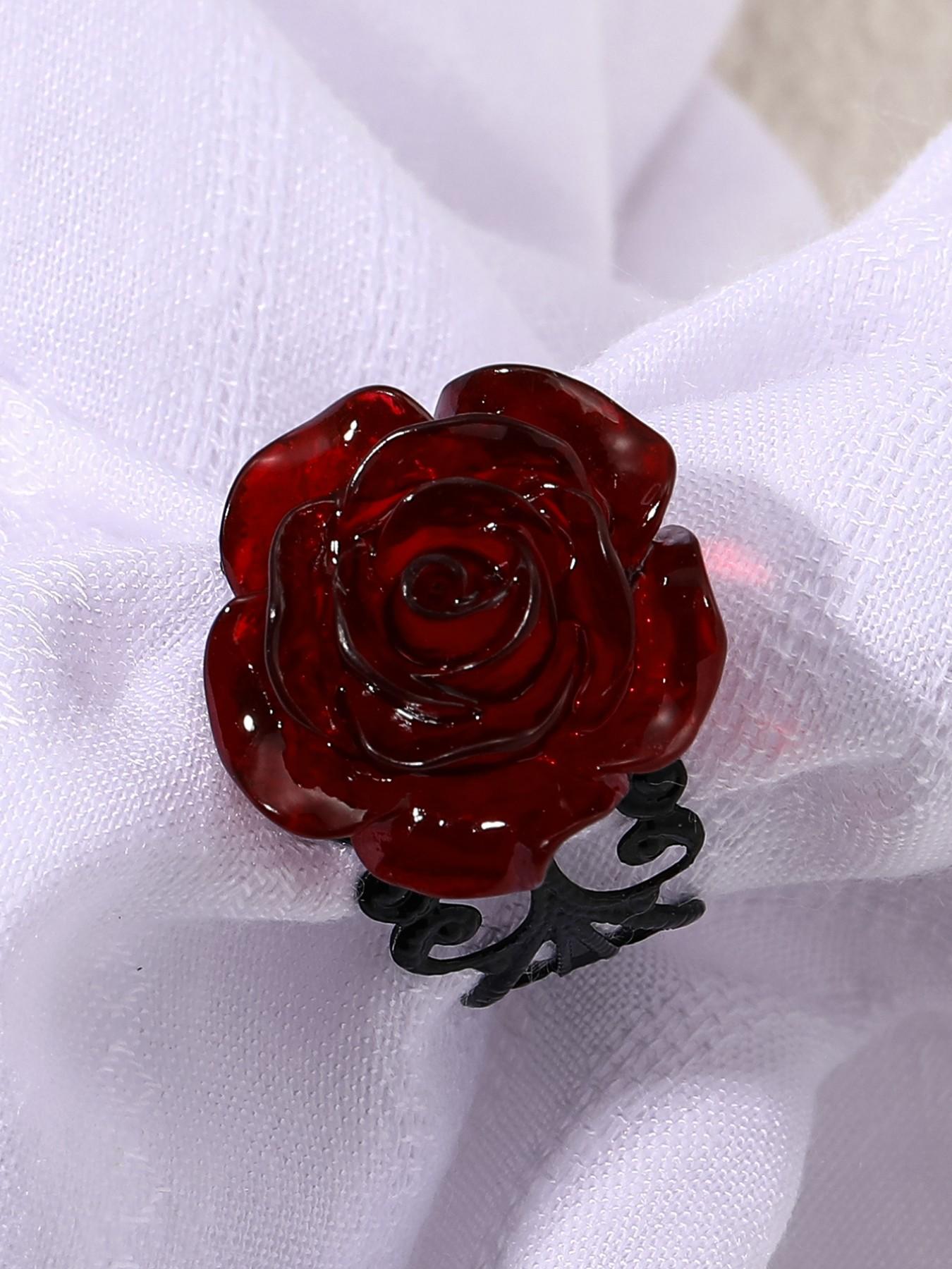 Gothic Rose Witchcraft Pagan Style Alloy Adjustable Women's Ring, Unique Gothic Jewelry for Women, Perfect Gift for Occult Lovers