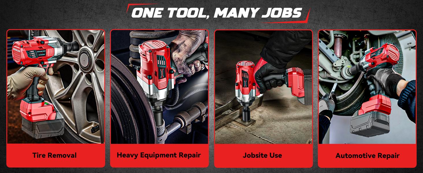 Impact Wrench 1/2" Compatible with Milwaukee 18V Battery(Battery NOT Included!), 1000Ft-lbs(1300N.m) High Torque Brushless Impact Gun with 4Mode Speed Cordless